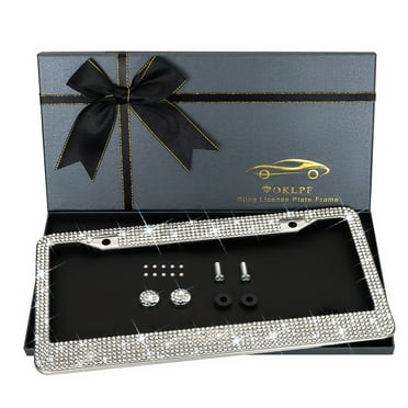 Mieziba License Plate Frame,2 Pack Crystal Shiny Rhinestone Stainless Steel Bling License Plate Frames,Over 1050 pcs 14 Facets SS16 Finest Handcrafted Luxury,Crystal Mieziba License Plate Frame,2 Pack Crystal Shiny Rhinestone Stainless Steel Bling License Plate Frames,Over 1050 pcs 14 Facets SS16 Finest Handcrafted Luxury,Crystal